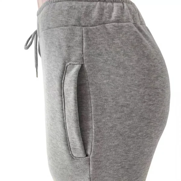 Pantaloni moda donna autunno inverno pantaloni da jogging sportivi casual a vita alta con lacci ispessiti tinta unita per pantaloni da studente 4