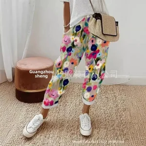 Pantaloni sportivi casual Cintura elastica che dimagrisce Stampa digitale Pantaloni lunghi da donna Versatile vestibilità comoda dalla Cina continentale 1