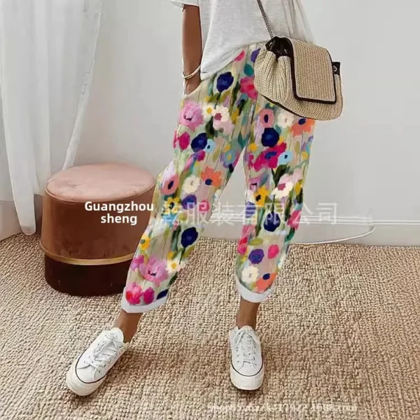 Pantaloni sportivi casual Cintura elastica che dimagrisce Stampa digitale Pantaloni lunghi da donna Versatile vestibilità comoda dalla Cina continentale 1