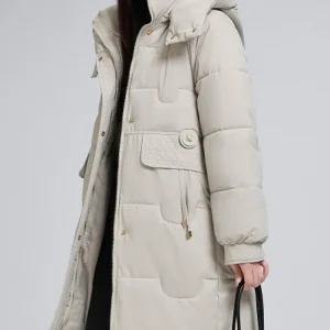 VigoAnne 2025 Cappotto lungo invernale con cappuccio a maniche lunghe da donna Tasca coreana Giacca allentata solida Lady Tasche casual Capispalla caldo spesso 1
