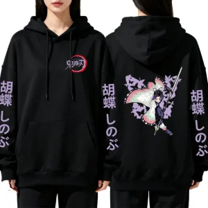 Women Clothing Kamado Nezuko Kochou Shinobu Hoodie Autumn Winter Casual Fashion Harajuku Long Sleeve Fleece Pullover Sweatshirts 1