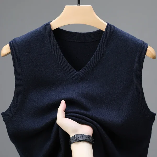 2025 nuova primavera autunno 6 lana senza maniche gilet di cashmere uomo maglione da lavoro tinta unita lavorato a maglia gilet maschile pullover di alta qualità 3