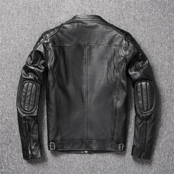 Nuova giacca da uomo in pelle PU con colletto alla coreana da motociclista, tinta unita alla moda, ampia, versatile, casual, a maniche lunghe 2