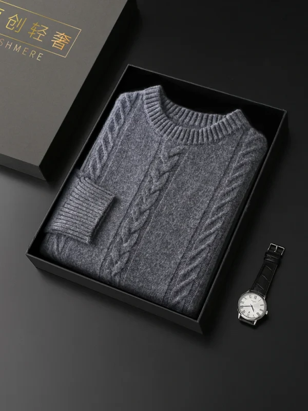 Autunno Inverno Maglione di lana da uomo Pullover Twist Fiore addensato Smart Casual 100% lana merino Maglieria Abbigliamento in cashmere Top 3