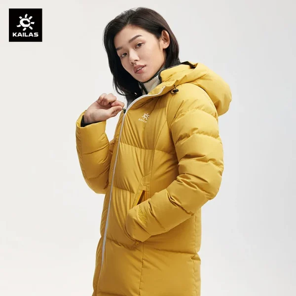 KAILAS Piumino invernale caldo escursionismo all'aperto antivento addensato Softshell con cappuccio piumino d'oca lungo cappotti KG 2133613 2
