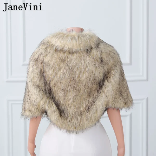 JaneVini Chale Fourrure Da Sposa Bolero Femme Giubbotti Avvolge Inverno Pelliccia Sintetica Abito Da Sposa Mantello Scialle Cappotto Delle Donne Coprispalle Mantello Corto 5