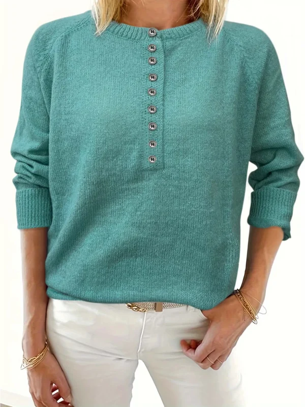 GarbGlor 2024 autunno e inverno maglione lavorato a maglia girocollo alla moda monopetto maglione Pullover tinta unita per le donne 1