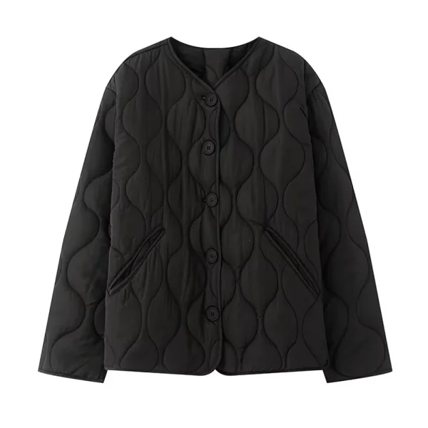 Giacca da donna casual in cotone a maniche lunghe con scollo tondo semplice e versatile 2