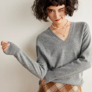 Autunno E Inverno delle Nuove Donne Maglione di Cachemire 100% Puro Cashmere Con Scollo A V Lavorato A Maglia Pullover A Maniche Lunghe di Vendita Caldo delle Donne Top 1